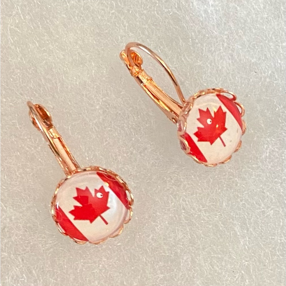 NEW CANADA DAY Copper Maple Leaf earrings